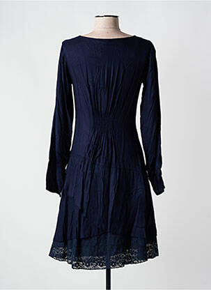 Robe mi-longue manches longues manches longues bleu COLINE femme