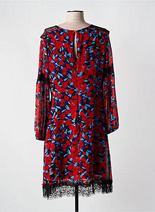 Robe mi-longue imprimé fleurs manches longues rouge JUS D'ORANGE femme
