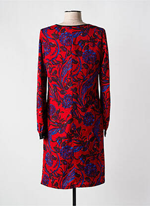 Robe mi-longue imprimé fantaisie manches longues rouge JUS D'ORANGE femme