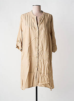 Robe mi-longue manches 3/4 manches 3/4 beige COLINE femme