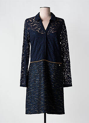 Robe mi-longue manches longues manches longues bleu JUS D'ORANGE femme
