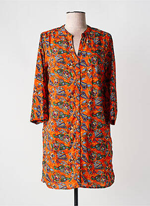 Robe courte manches longues manches longues orange COLINE femme