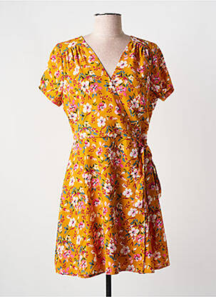 Robe courte manches courtes manches courtes jaune CERISE BLUE femme