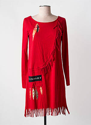 Robe courte manches longues manches longues rouge COLINE femme