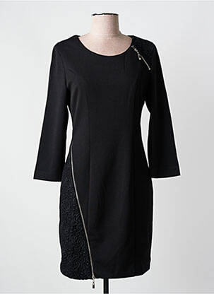 Robe mi-longue manches 3/4 manches 3/4 noir LANTIN femme
