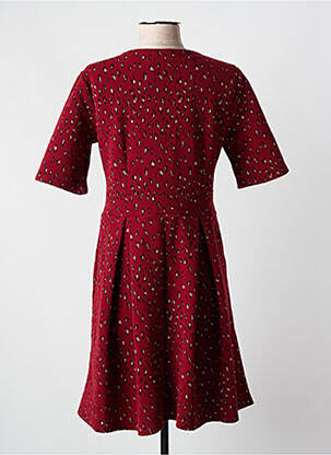 Robe mi-longue imprimé fantaisie manches courtes rouge JOY'S PARIS femme