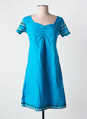 Robe courte manches courtes manches courtes bleu COLINE femme