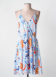 Robe mi-longue imprimé fantaisie fines bretelles bleu AKOZ DE TOI femme