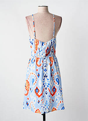 Robe mi-longue imprimé fantaisie fines bretelles bleu AKOZ DE TOI femme