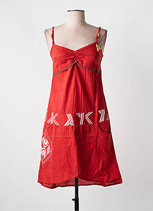 Robe mi-longue sans manche sans manche rouge COLINE femme