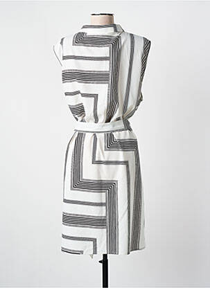 Robe mi-longue imprimé fantaisie manches courtes blanc NOUGAT femme