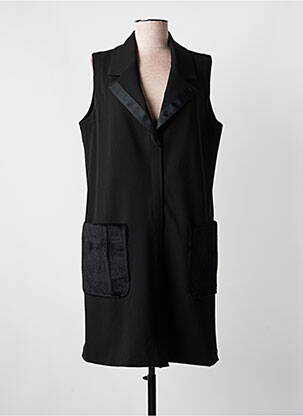Robe mi-longue tissage crêpe sans manche noir JUS D'ORANGE femme