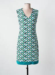 Robe mi-longue imprimé fantaisie manches courtes vert SWEET MISS femme
