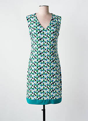 Robe mi-longue imprimé fantaisie manches courtes vert SWEET MISS femme