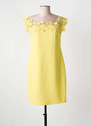 Robe courte fermeture zippée au dos manches courtes jaune JUS D'ORANGE femme