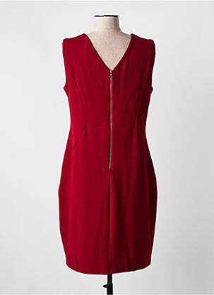 Robe mi-longue tissage crêpe manches courtes rouge JUS D'ORANGE femme