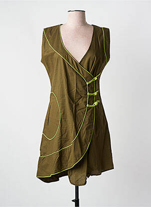 Robe courte manches courtes manches courtes vert COLINE femme