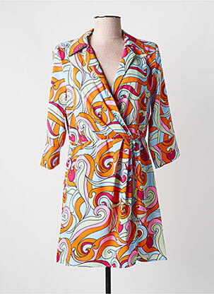 Robe courte manches 3/4 manches 3/4 orange ATELIER EVÈNE femme