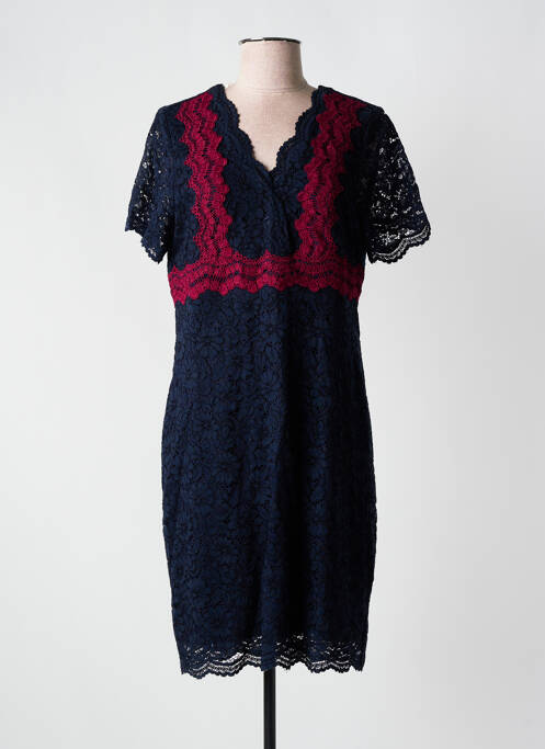 Robe mi-longue fermeture zippée au dos manches courtes bleu JUS D'ORANGE femme