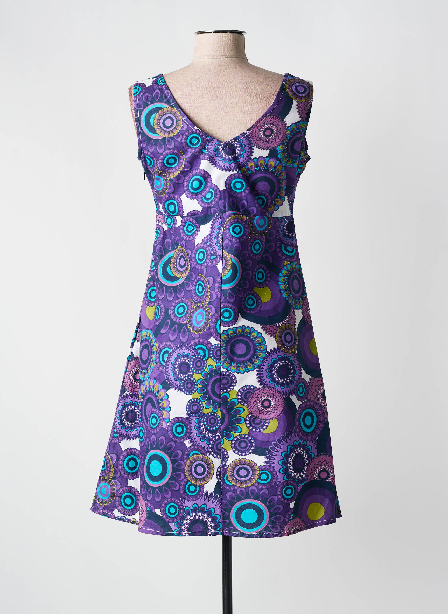 Robe mi-longue imprimé fantaisie sans manche violet COLINE femme