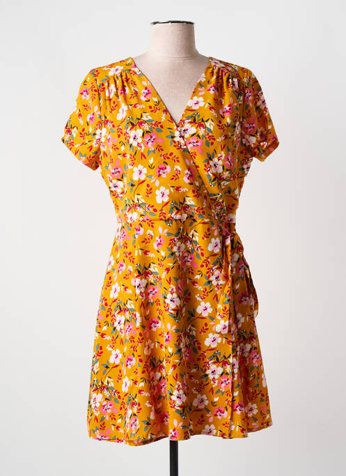 Robe courte manches courtes manches courtes jaune CERISE BLUE femme