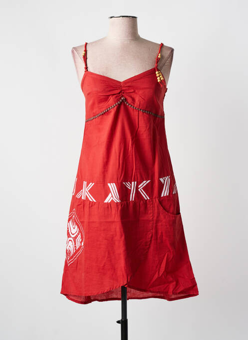 Robe mi-longue rouge COLINE pour femme