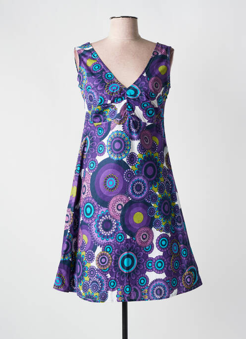 Robe mi-longue violet COLINE pour femme
