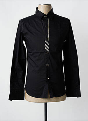 Chemise manches longues coupe cintrée noir ROSS CARRA homme