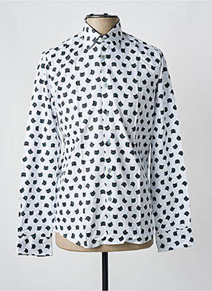 Chemise manches longues imprimé fantaisie blanc OSCAR homme