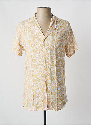 Chemise manches courtes imprimé fantaisie beige KZR homme