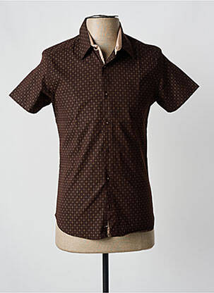Chemise manches courtes imprimé fantaisie marron TONY COPPER homme