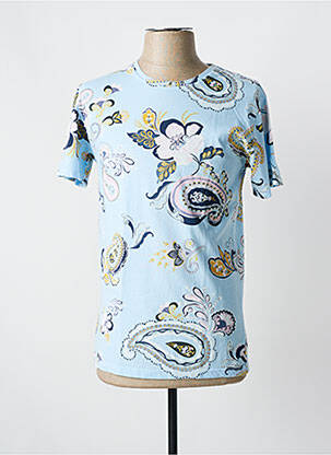T-shirt coupe cintrée manches courtes bleu MADE IN ITALY homme