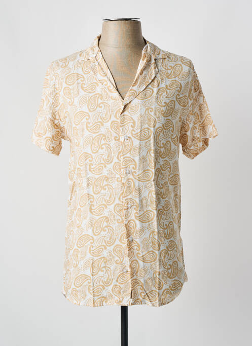 Chemise manches courtes imprimé fantaisie beige KZR homme