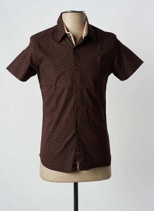 Chemise manches courtes marron TONY COPPER pour homme