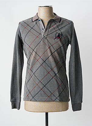 Pull col polo manches longues gris LOUIS PARK homme