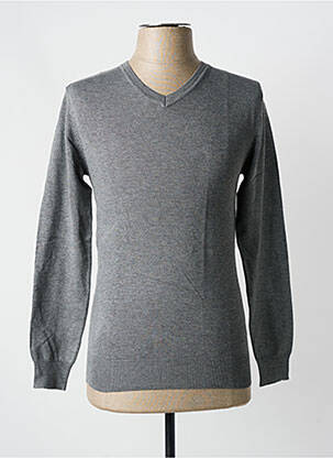 Pull col v manches longues gris Y.TWO KNIT homme