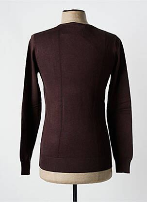 Pull col v manches longues marron Y.TWO KNIT homme