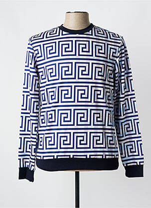 Sweat-shirt manches longues manches longues bleu MADE IN ITALY homme