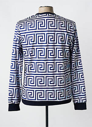 Sweat-shirt manches longues manches longues bleu MADE IN ITALY homme