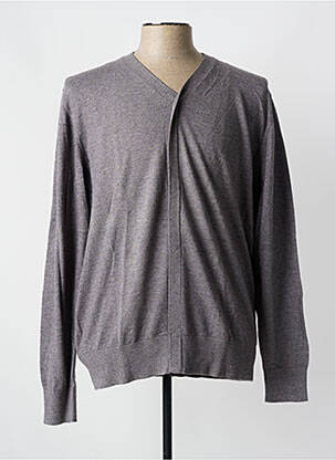Gilet manches longues col v marron OSCAR homme