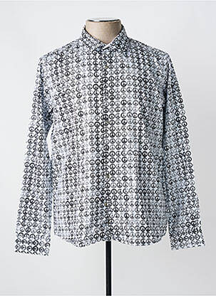 Chemise manches longues imprimé fantaisie blanc OSCAR homme