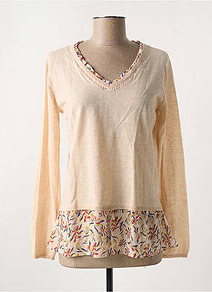 Pull tissage chiné manches longues orange SO SWEET femme