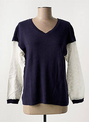 Pull col v manches longues violet SO SOFT femme