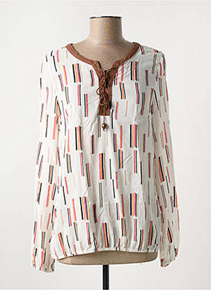 Blouse tissage popeline manches longues beige A BELLE BY J.E CREATION femme