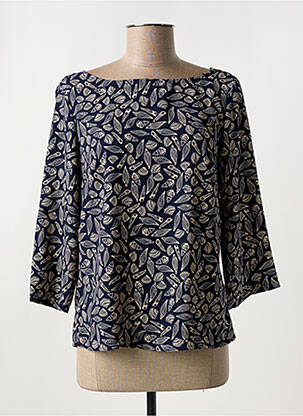 Blouse tissage popeline manches 3/4 bleu CERISE BLUE femme