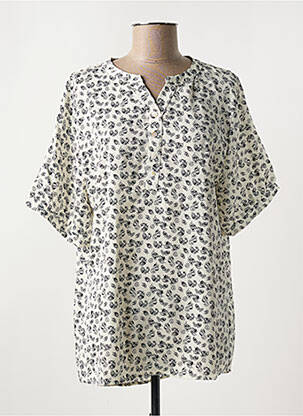 Blouse tissage popeline manches courtes blanc LUSA femme
