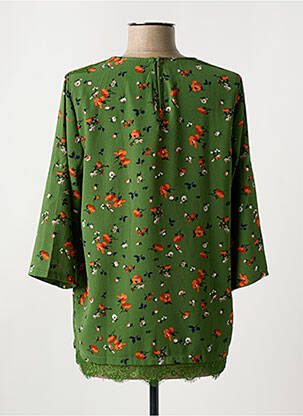 Blouse imprimé fleurs manches 3/4 vert AKOZ DE TOI femme