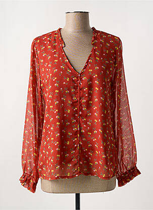 Blouse légère et transparente manches longues orange SO SWEET femme