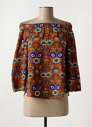 Blouse imprimé fleurs manches 3/4 orange JCL femme