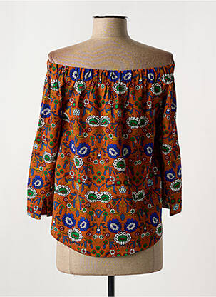Blouse imprimé fleurs manches 3/4 orange JCL femme